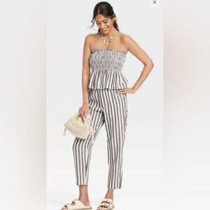 Universal Thread Black and White Striped Linen Set NWT